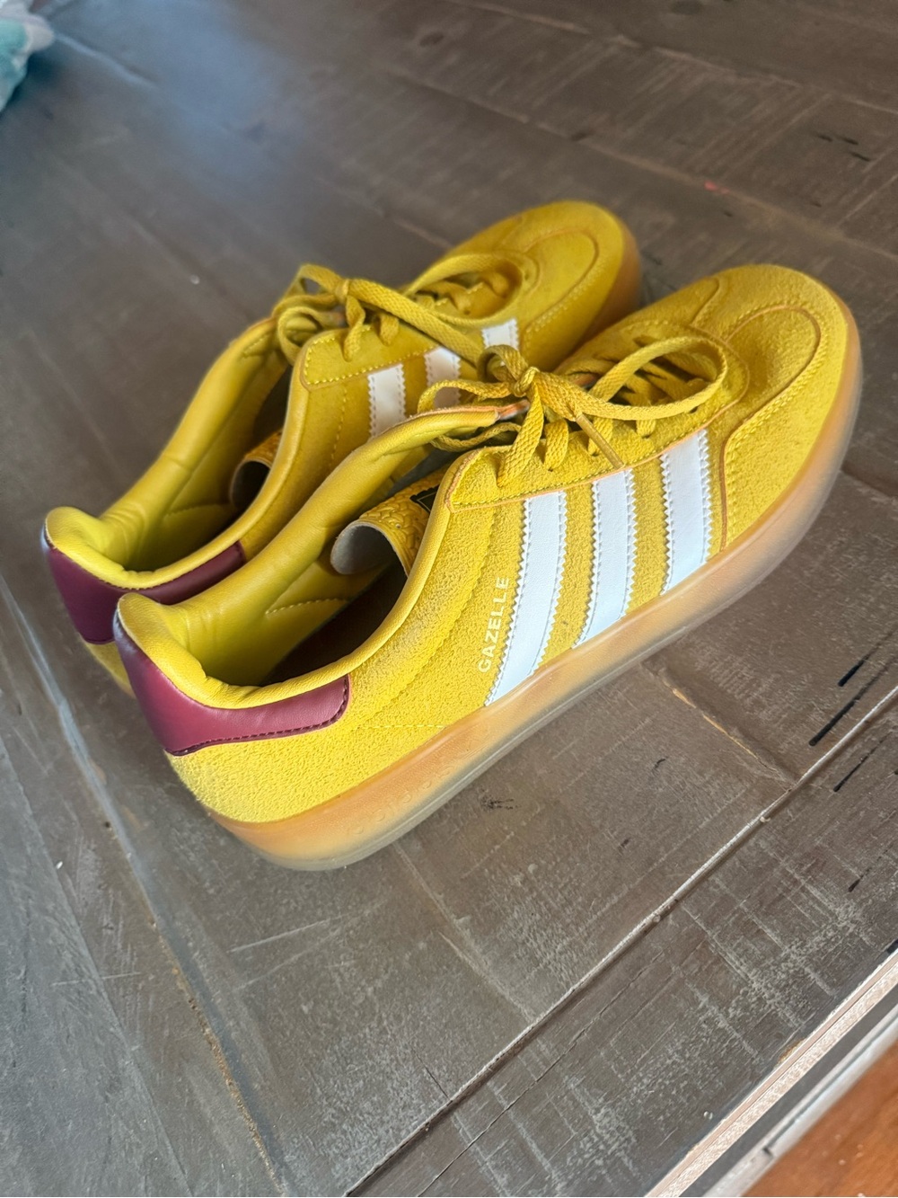 adidas Gazelle Sneakers in Yellow, White and Maroon